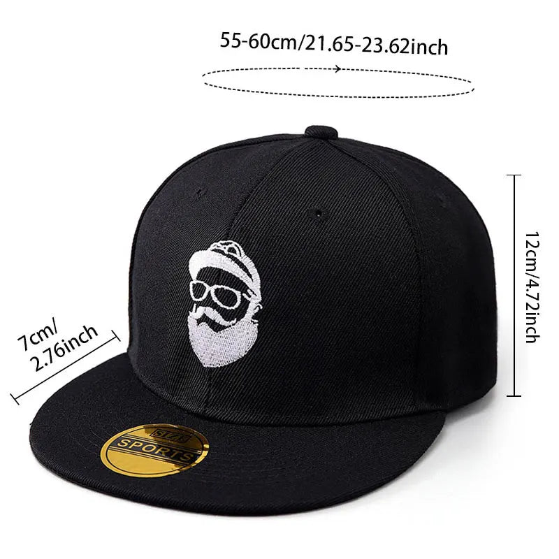 Bearded Uncle Baseball Cap, Unisex Fashionable Flat-Brim Hip-Hop Cap Snapback Caps