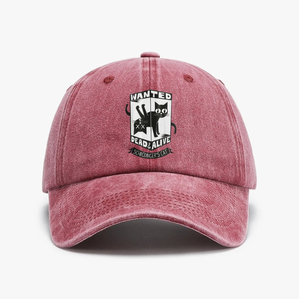 Schrodinger Cat Wanted Dead and Alive Baseball Cap