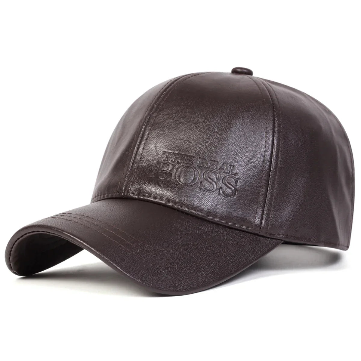 Unisex THE REAL BOSS Imprint PU Leather Baseball Cap