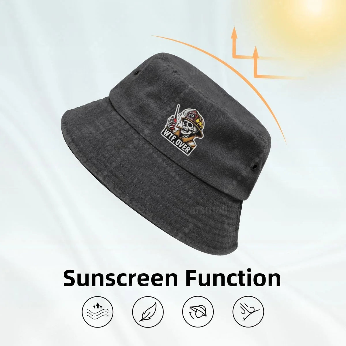 WTF,Over Unisex Cotton Bucket Hats Adjustable Outdoor Sun Hat For Beach Travel