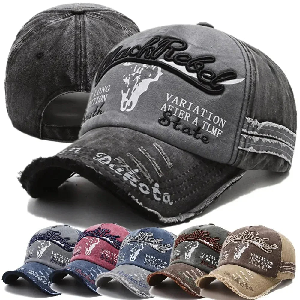 Unisex Washed Cotton Vintage Cap Letter Embroidery Baseball Cap