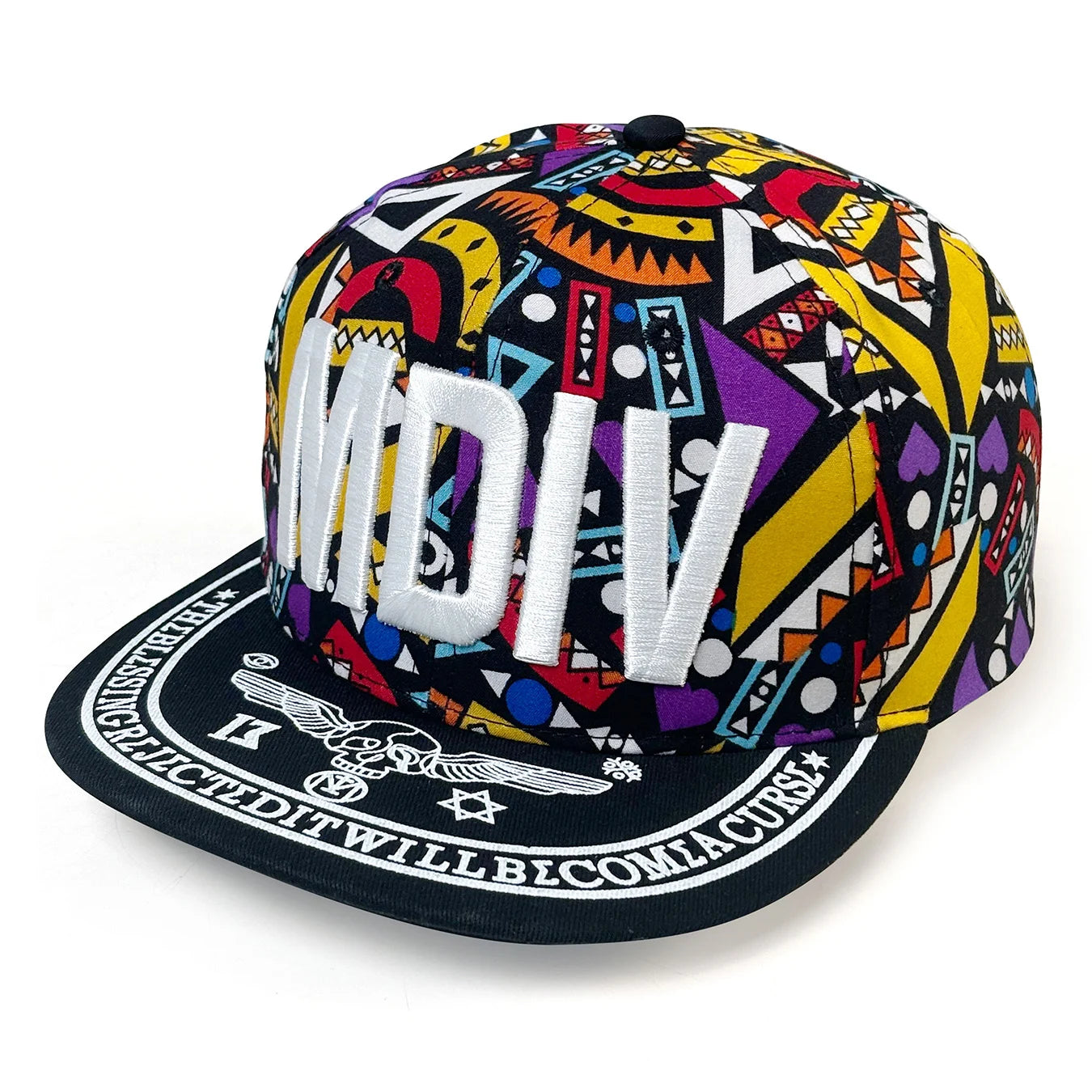 Letter MDIV Embroidered Snapback Cap, Trendy Hip-Hop Peaked Cap, Personalized Flat-Brimmed Hip-Hop Hat