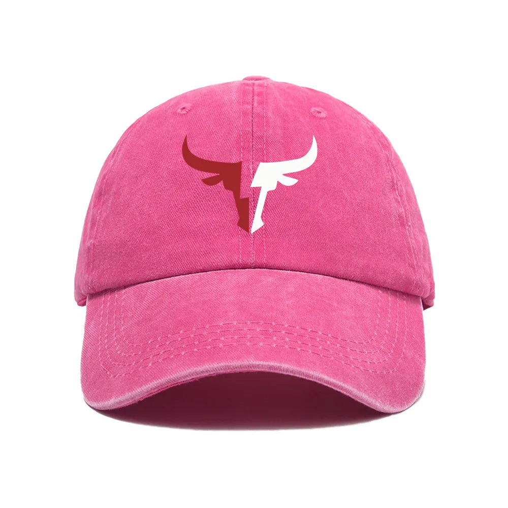 Bull head print baseball cap, vintage men's and women's duckbill cap