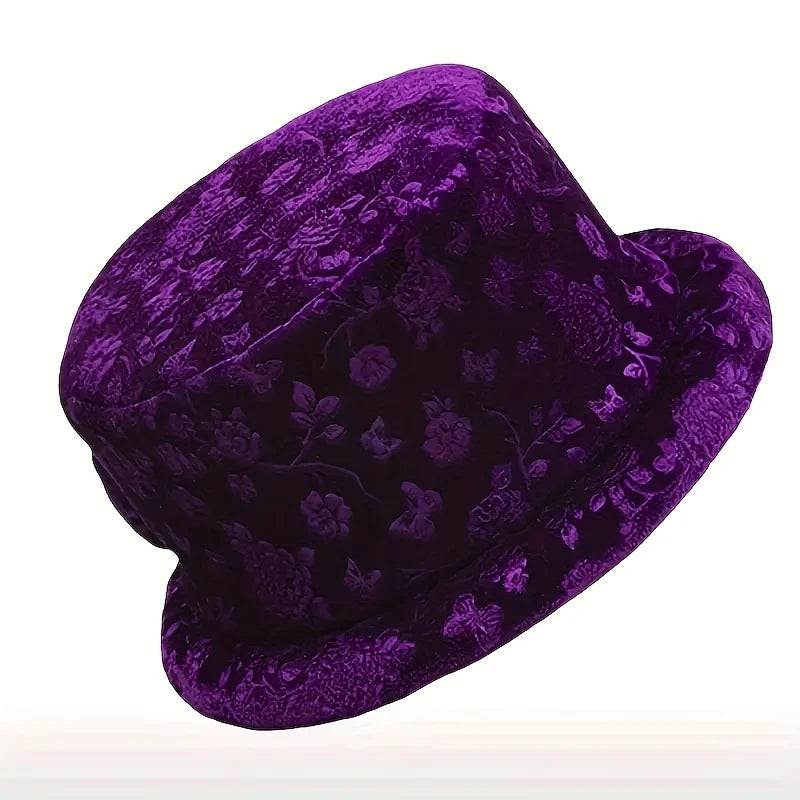 Elegant Floral Printed Women's Bucket Hat With Butterfly Buckle