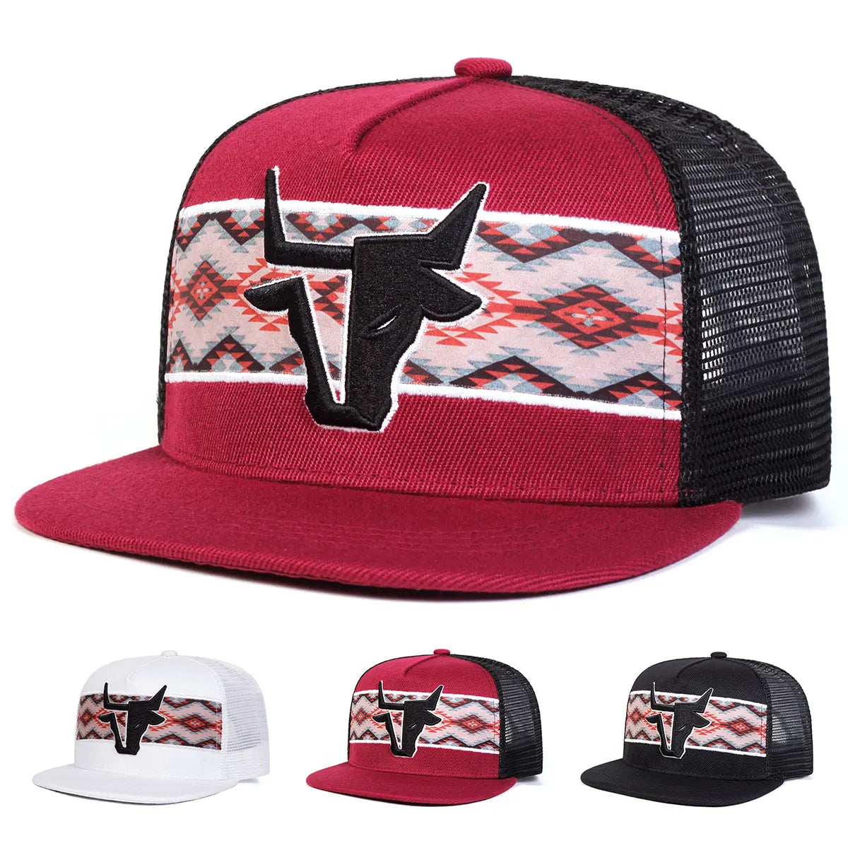 Unisex Head Embroidery Hip-hop Net Hats