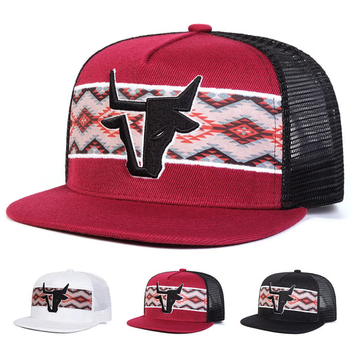 Unisex Head Embroidery Hip-hop Net Hats