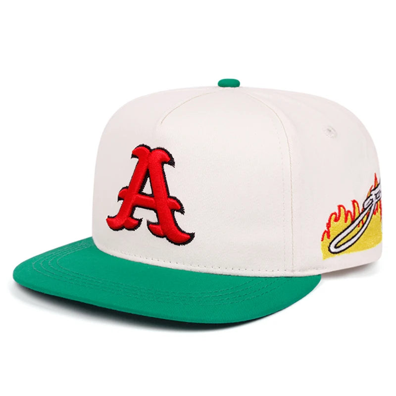 New Flat Edge Hat A Letter Embroidered Street Hip Hop Snapback Caps