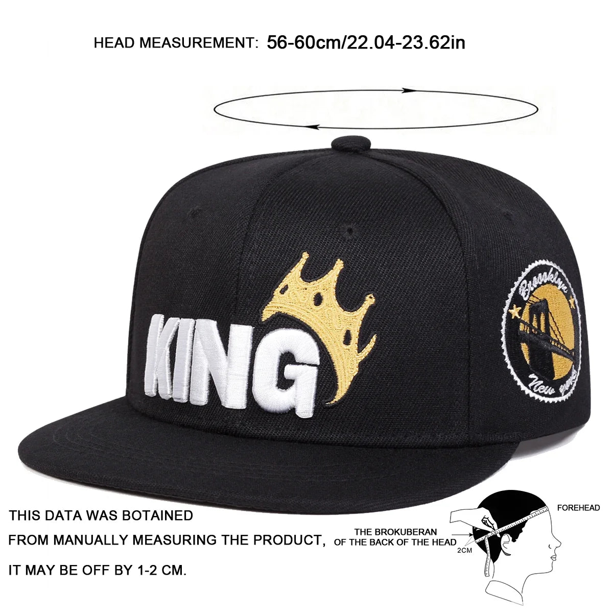 Unisex KING Crown Embroidery Hip-hop Hats Baseball Caps Snapback Caps