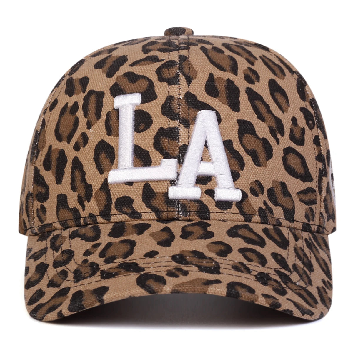 Unisex La Letter Embroidery Leopard Print Baseball Caps