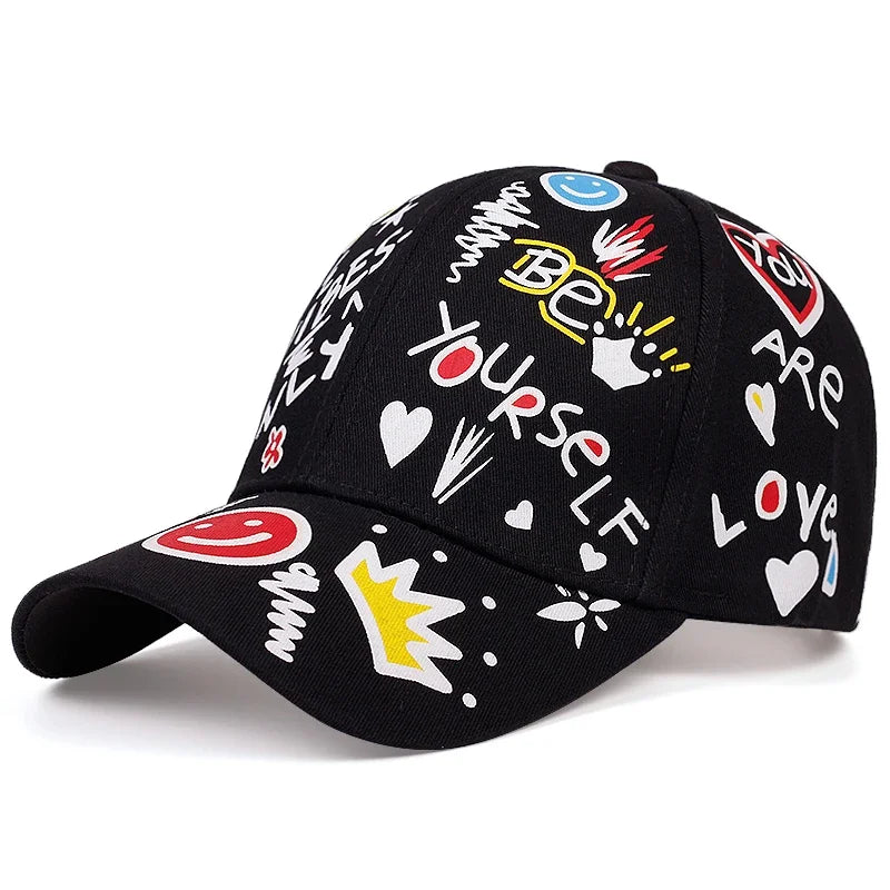 Unisex GLetter Printing Graffiti Baseball Caps