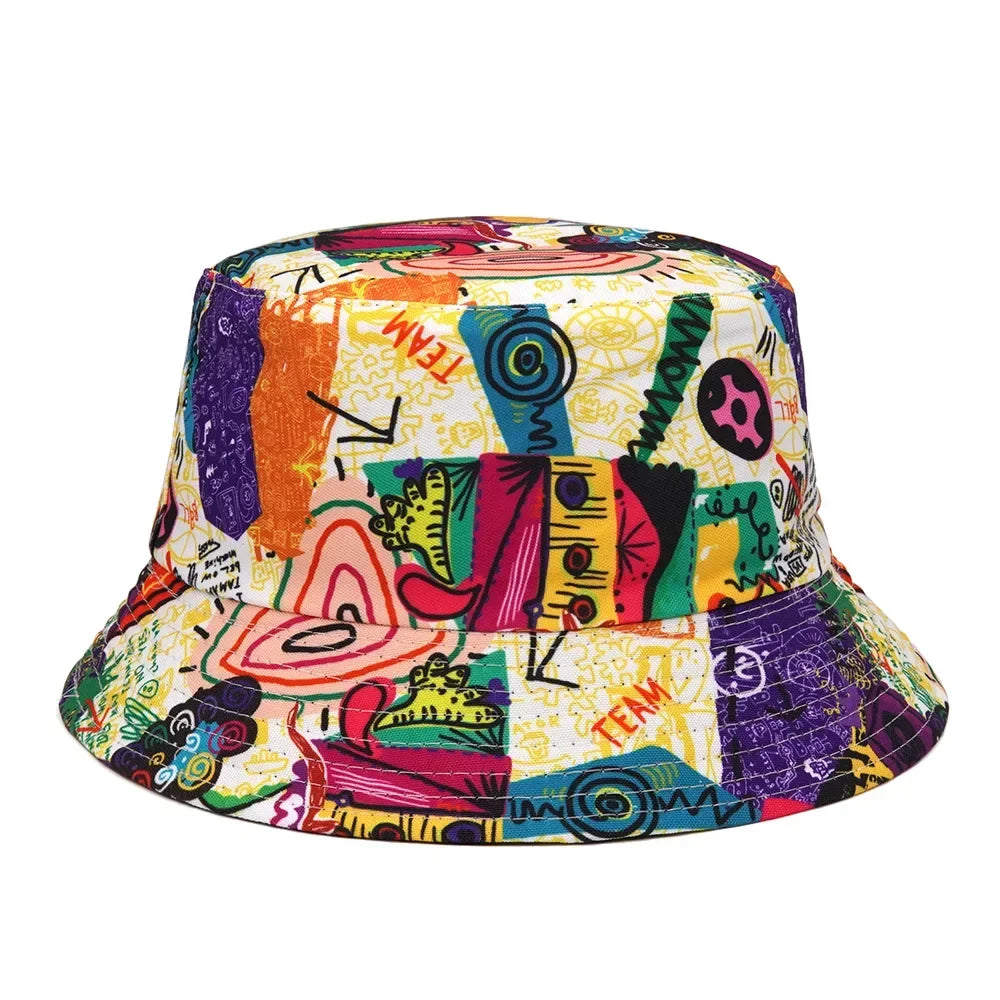 Cartoon Panama Bucket Hats Animal Letter Print Fisherman Hat Summer Sun Hats For Women Men