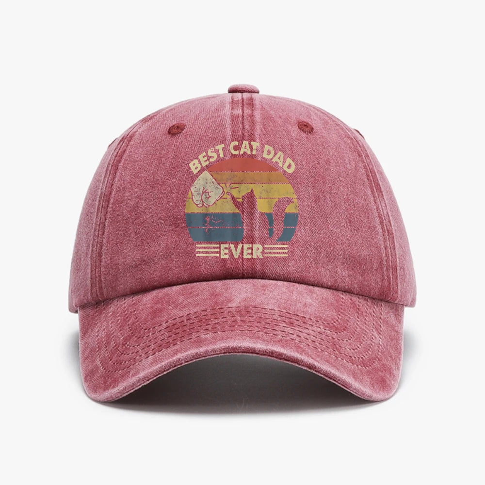 Mens Vintage Best Cat Dad Ever Bump Cat Lover Washed Baseball Cap