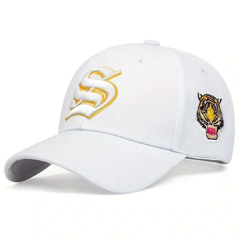Unisex S Letter Side Tiger Embroidery Baseball Caps Hip Hop Hat Sunscreen Hat