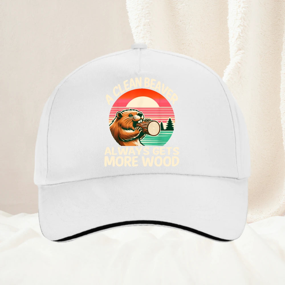 A Clean Beaver Always Gets More Wood Funny Adult Joke Graphic Baseball Cap