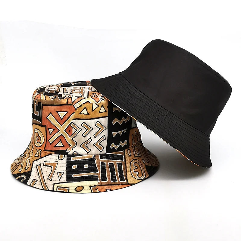 2024 Four Seasons Polyester Geometric Print Bucket Hat Fisherman Hat
