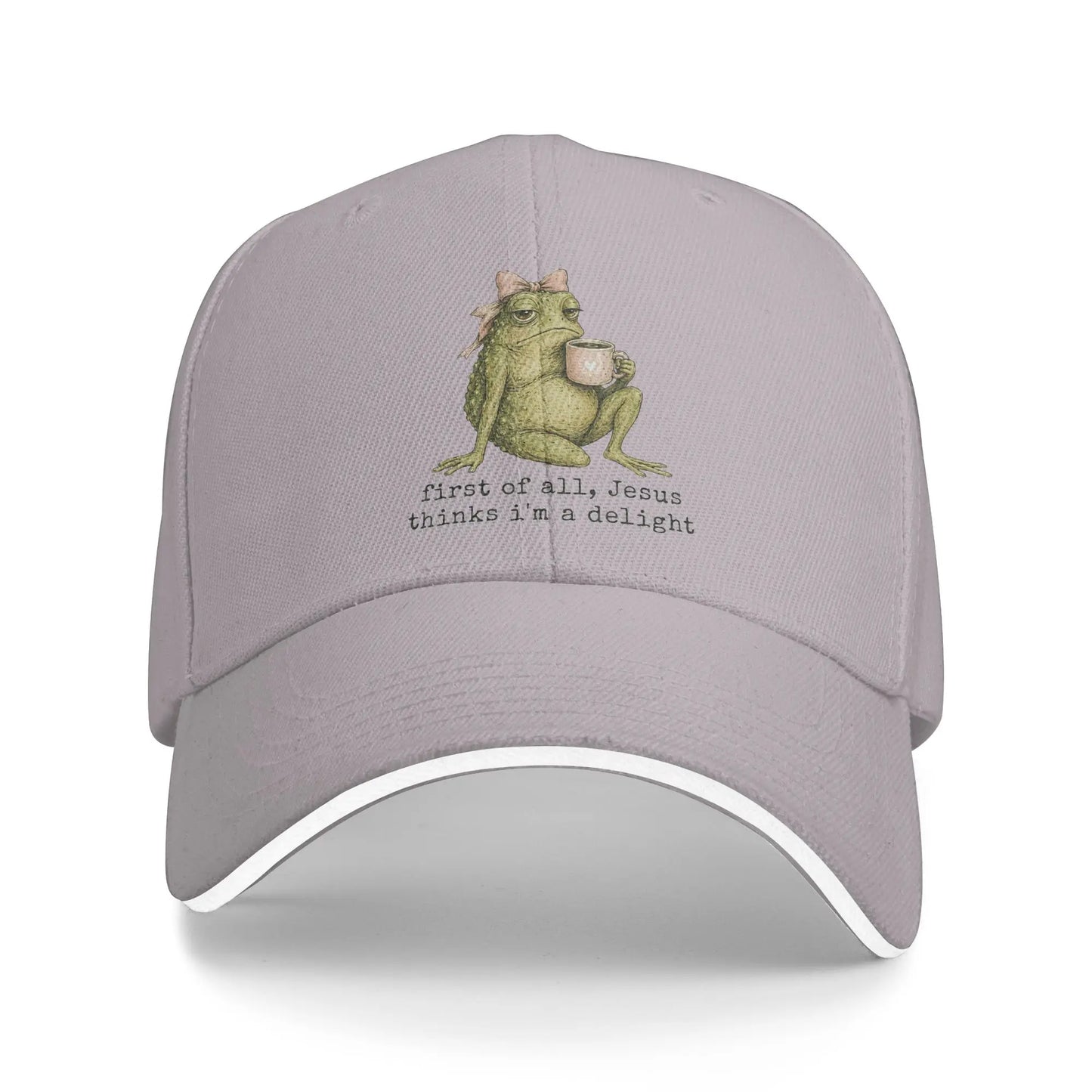 First of All Jesus Thinks I'm A Delight Frog Meme Baseball Caps