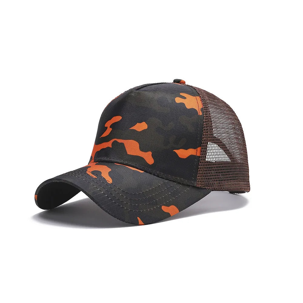 5 Pane Mesh Baseball Cap Adult Hip Hop Curved Snapback Hats
