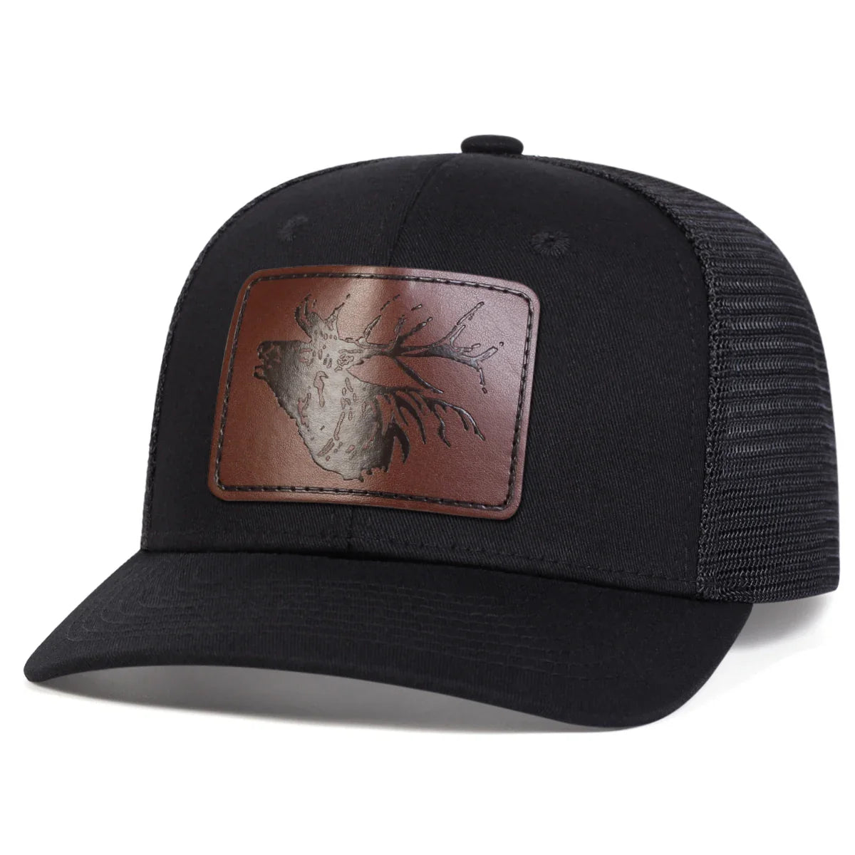 Unisex Deer Head Leather Label Baseball Net Caps