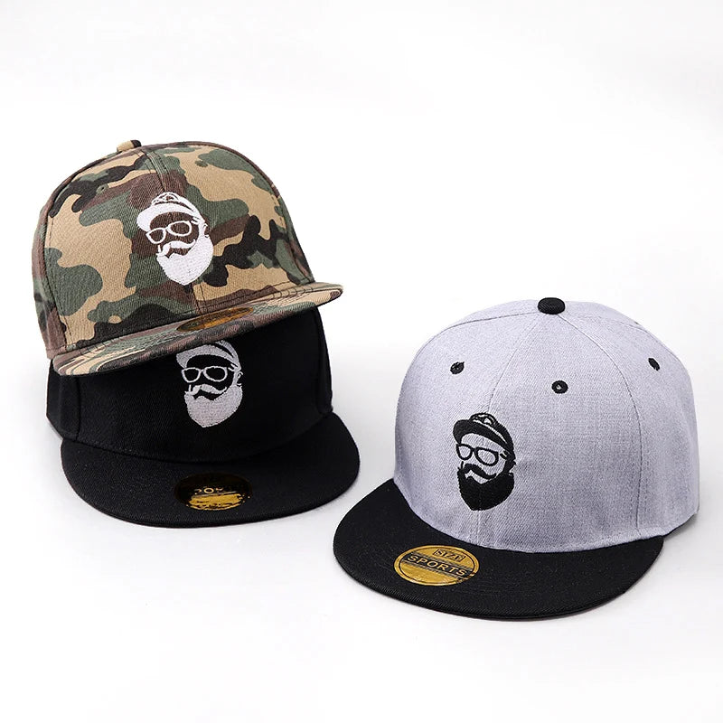 Bearded Uncle Baseball Cap, Unisex Fashionable Flat-Brim Hip-Hop Cap Snapback Caps