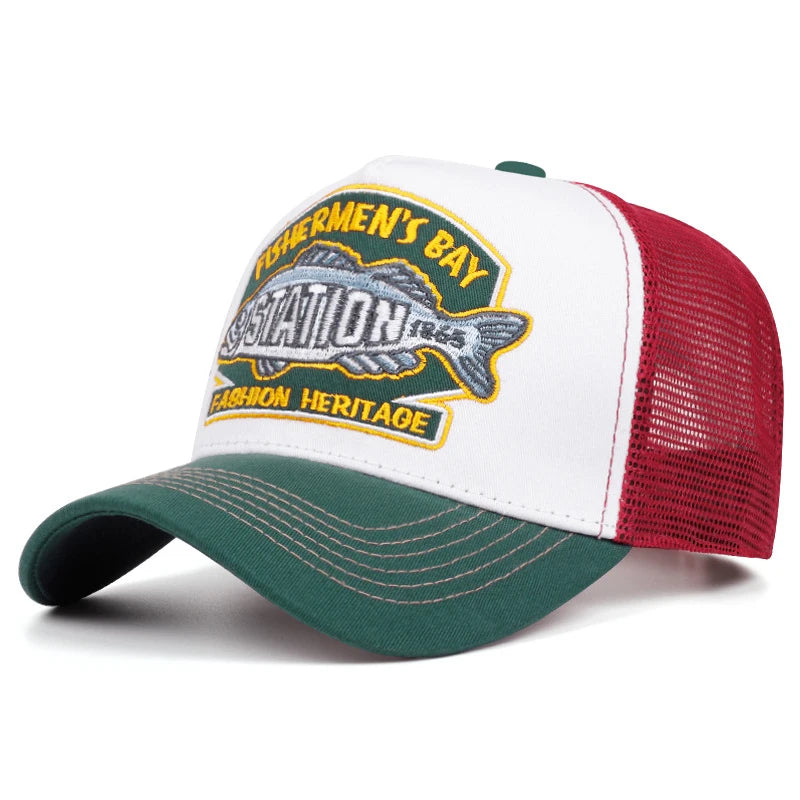 2025 New STATION Fishbone Embroidery Men's Baseball Hat
