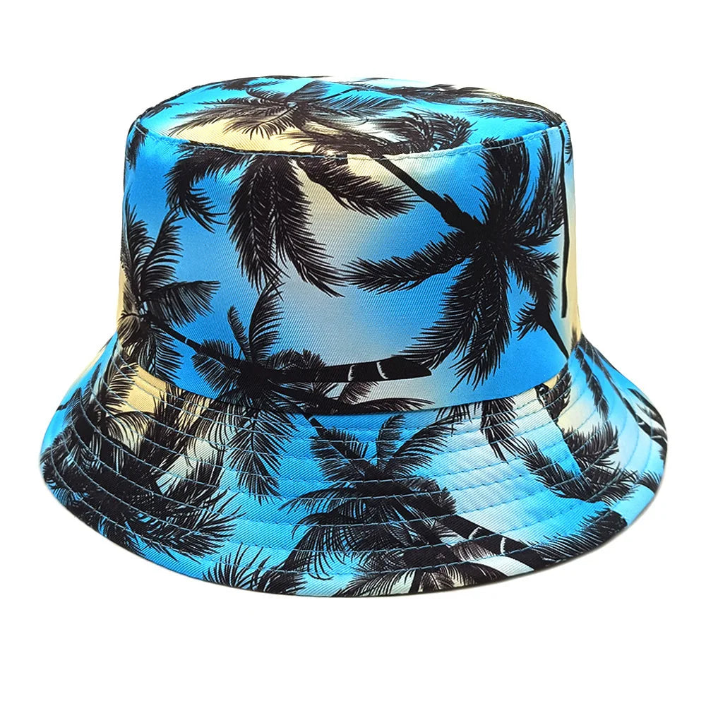Fisherman Bucket Hat with Tropical Palm Tree Print