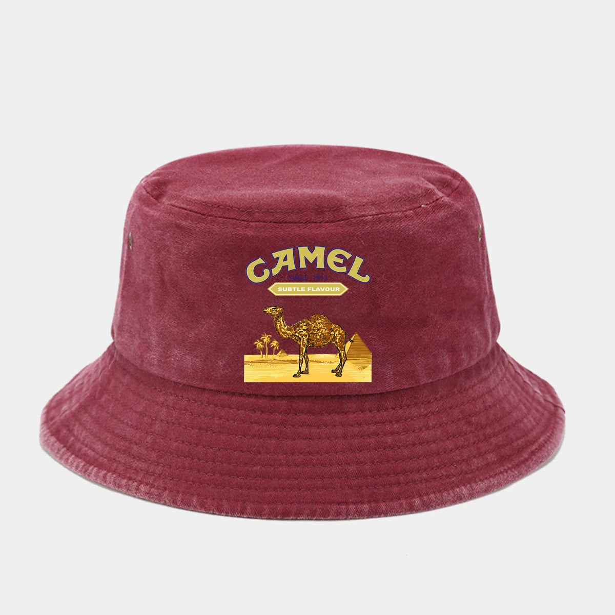 "Camel Trophy" Printed Washed Retro Sunshade Bucket Hat Outdoor Fashion Accessory