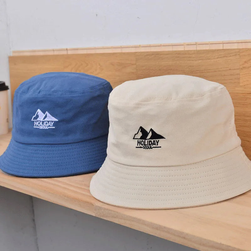 Embroidery Cotton Bucket Hat For Men Women Outdoor Travel