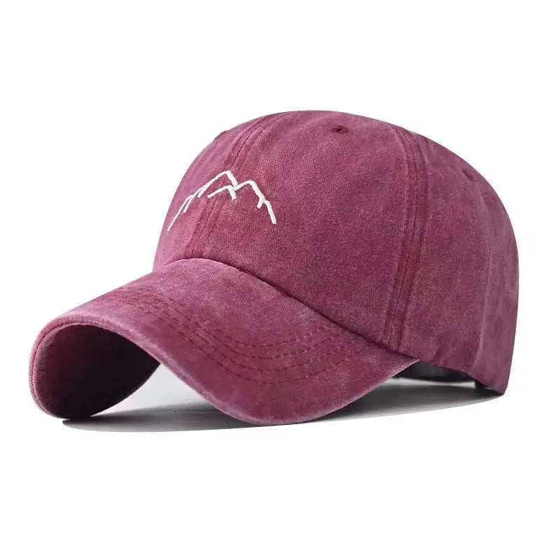 Unisex Washed Cotton Cap Mountain Embroidery Vintage Baseball Cap