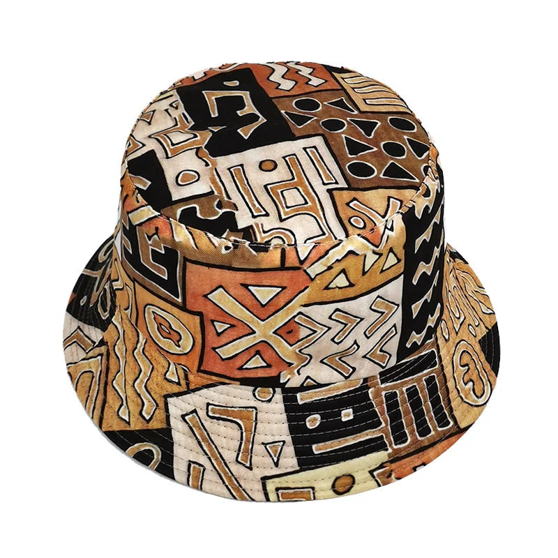 2024 Four Seasons Polyester Geometric Print Bucket Hat Fisherman Hat