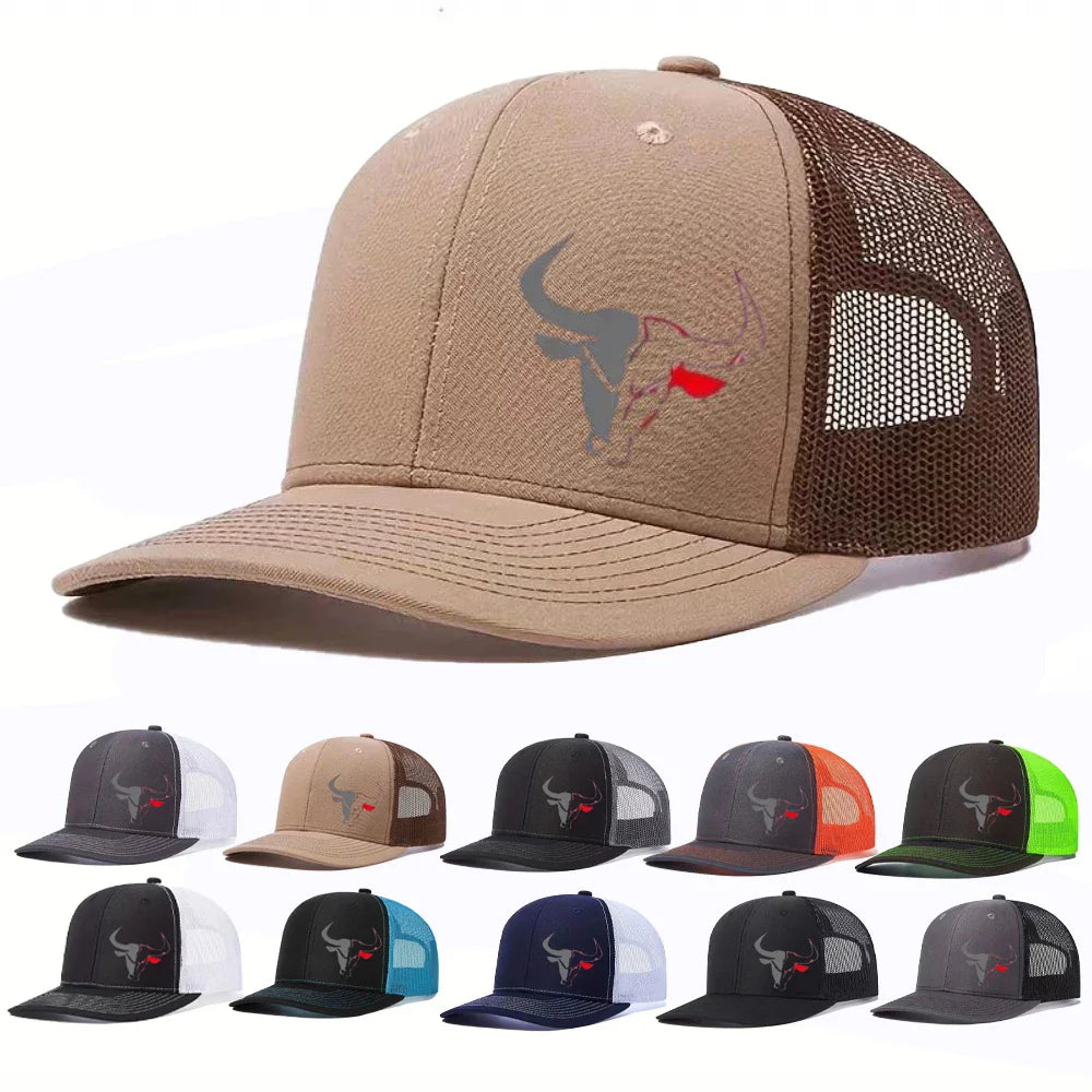 Casual Bull Head Print Summer Baseball Cap Mesh