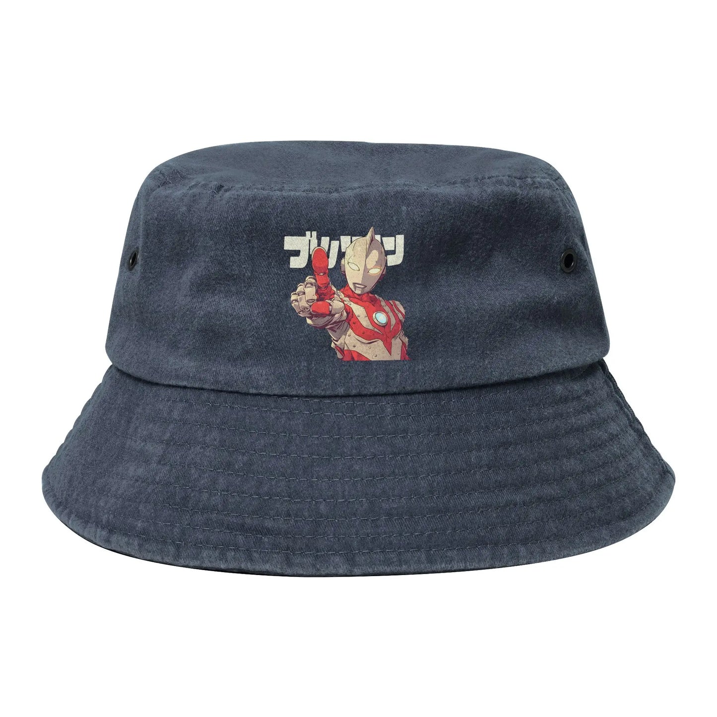 Headwear Ultraman Super Hero Japan Washed Denim Bucket Hats