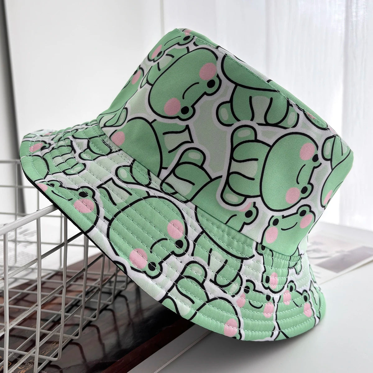 Cartoon Duck Bucket Hat Cool Cute Pattern Fisherman Hats Yellow Duck Printing Panama Cap For Men Women