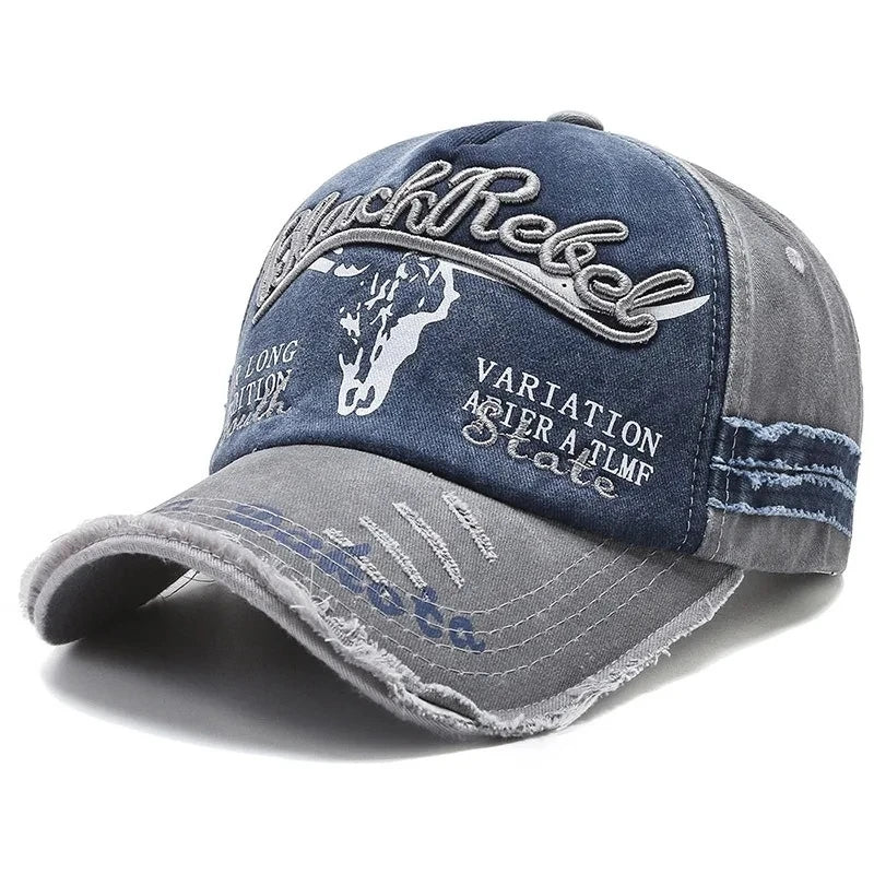 Unisex Washed Cotton Vintage Cap Letter Embroidery Baseball Cap