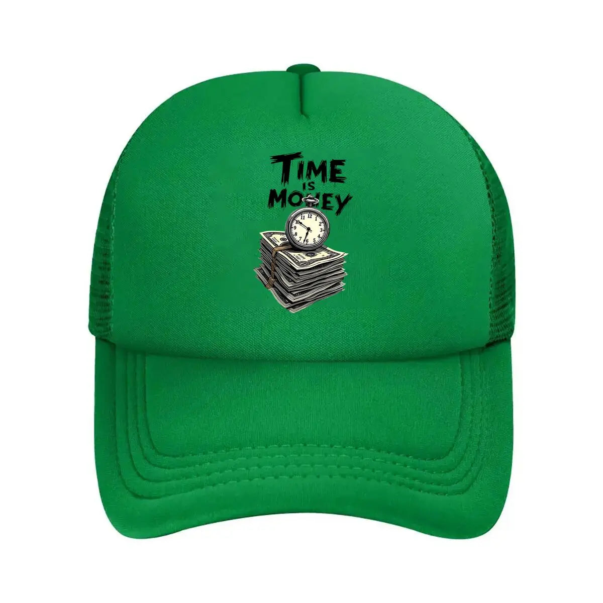 Time Is Money Graphic Oversized 2026 Mesh Baseball Cap