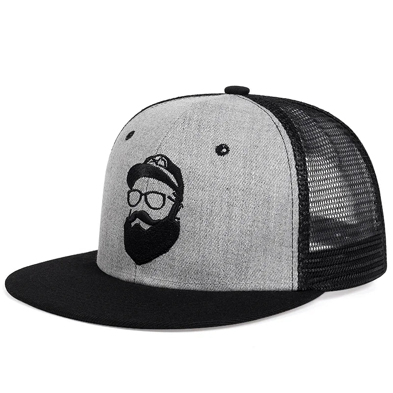 Unisex Old Man Embroidery Hip-hop Net Hats
