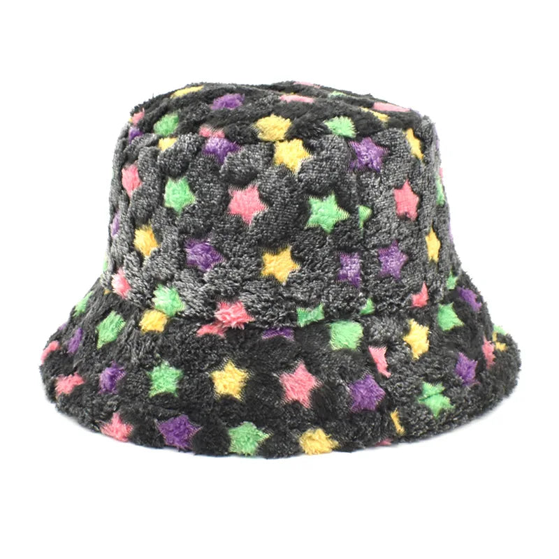 Winter Bucket Hat Women's Fashion Leopard Panama Warm Hat For Women