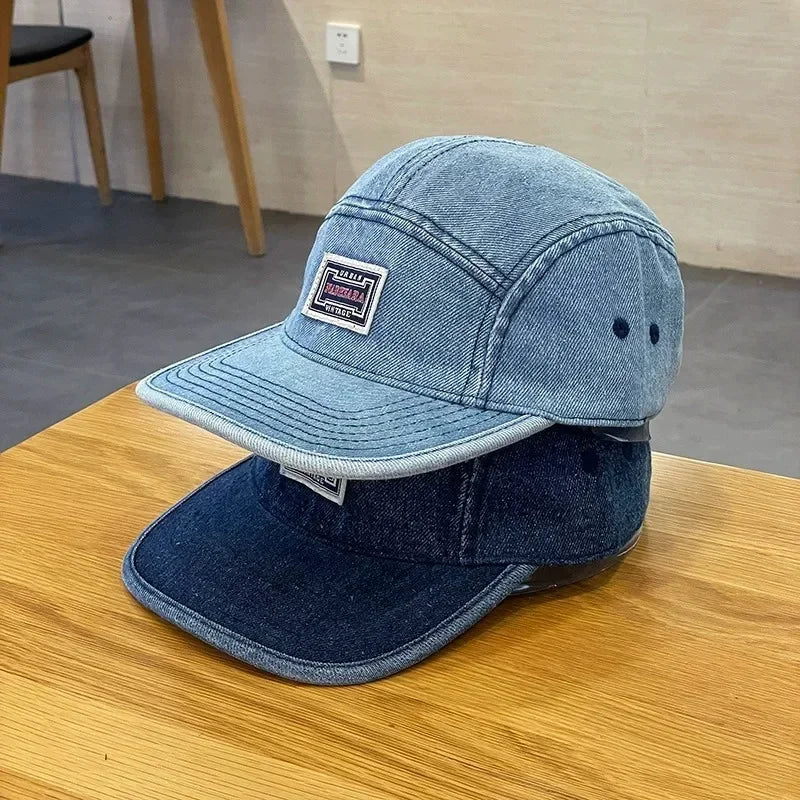 Vintage Flat Brim Denim Baseball Caps Male