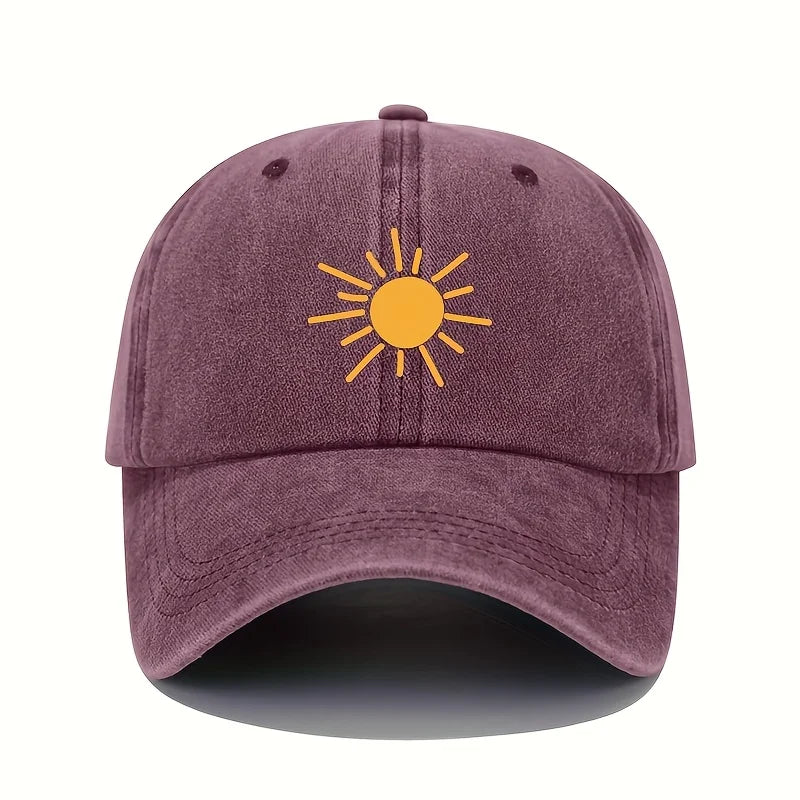 Golden Sun Print Baseball Cap For Both Men And Women