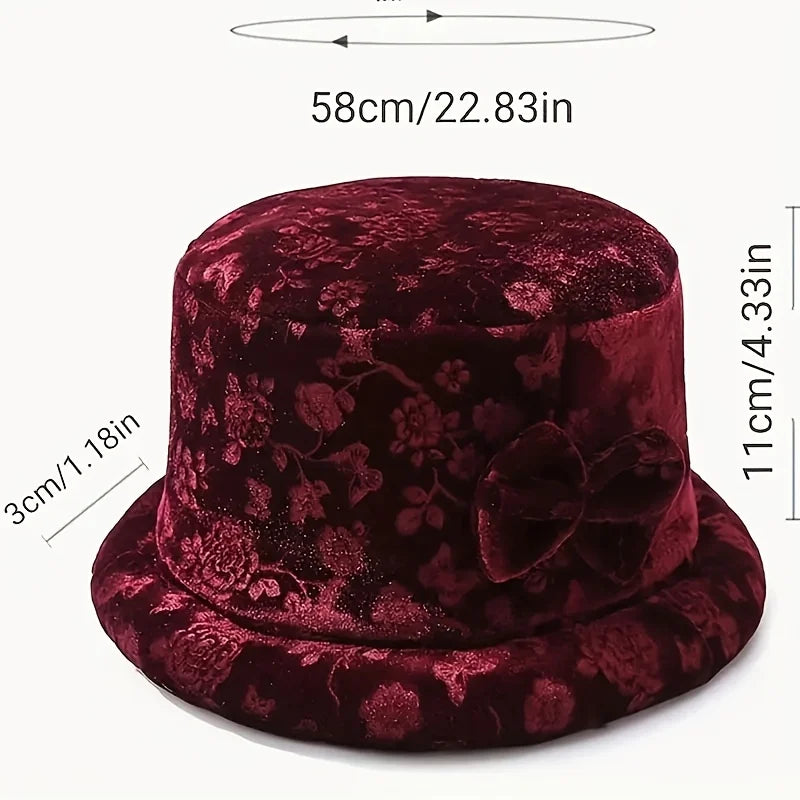 Elegant Floral Printed Women's Bucket Hat With Butterfly Buckle