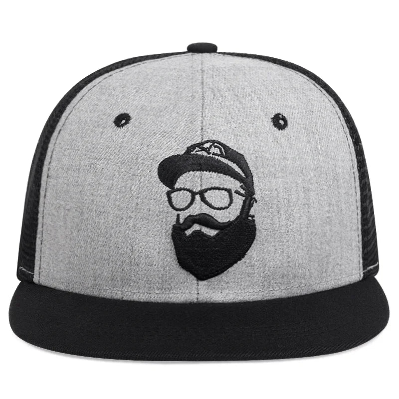 Unisex Old Man Embroidery Hip-hop Net Hats