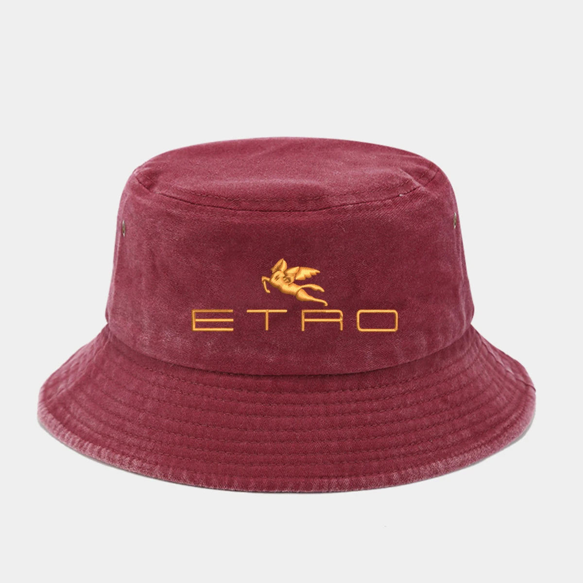 'E.T.R.O' Washed Retro Sunshade Embroidered Fisherman Hat Bucket Hat