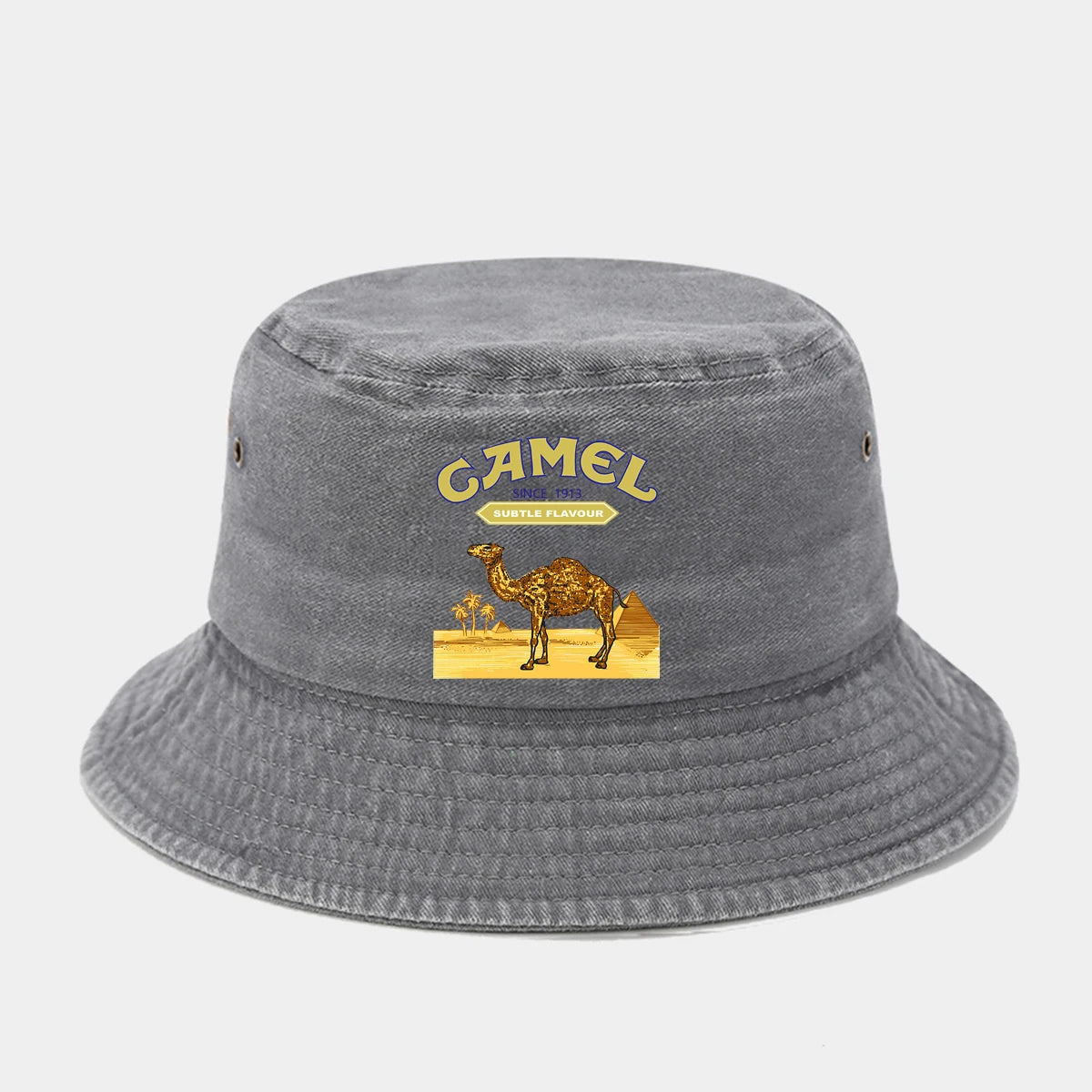 "Camel Trophy" Printed Washed Retro Sunshade Bucket Hat Outdoor Fashion Accessory