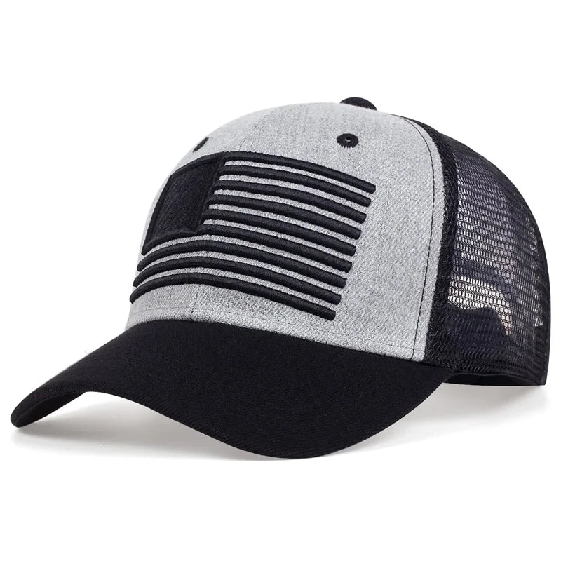 Fashion American Flag Embroidery Baseball Net Caps