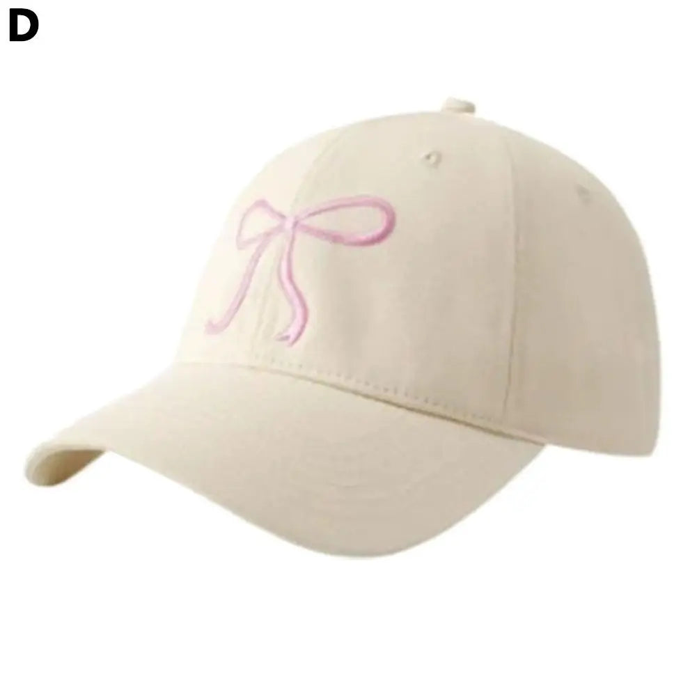 Bow Baseball Cap Embroidered Sweet Cute Soft