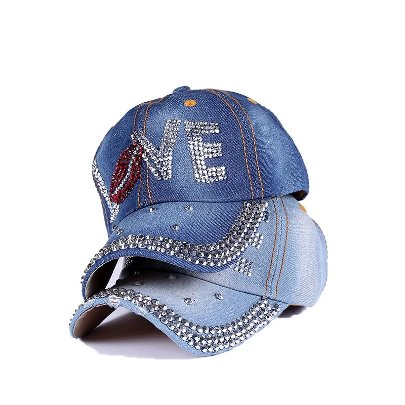 Vintage Denim Baseball Cap With For Women