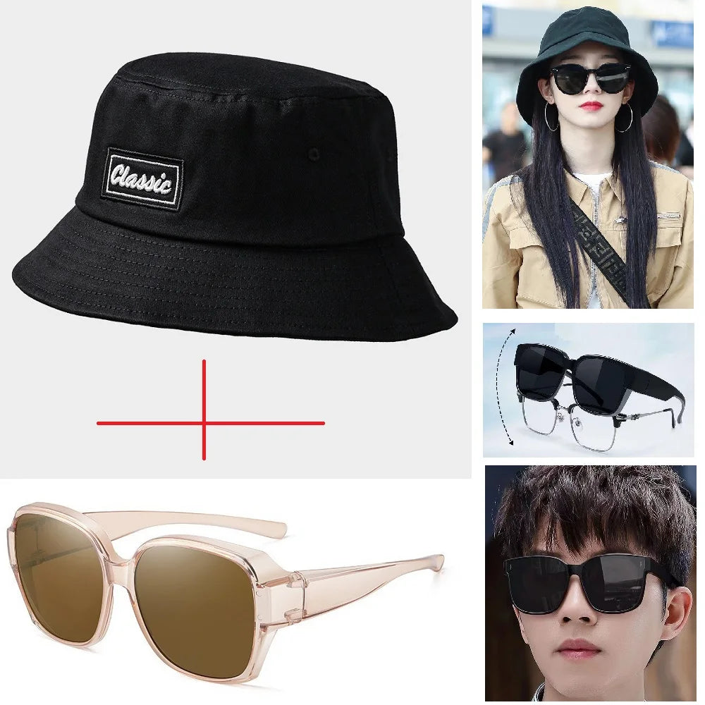 Men Women Big Head Bucket Hats Beach Oversize Sun Cap
