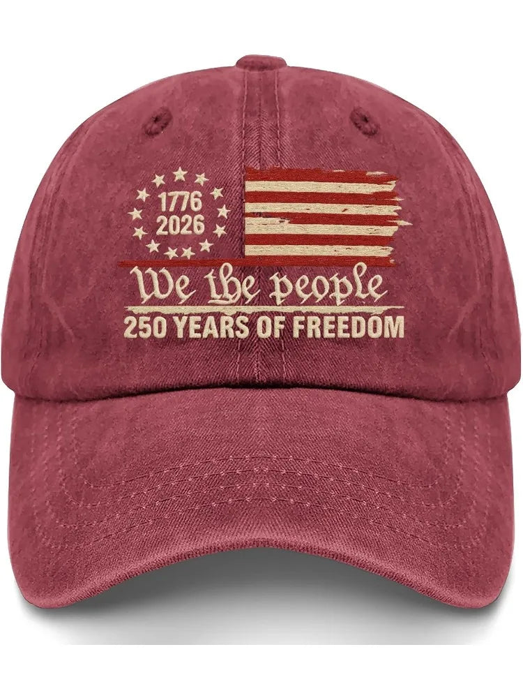 Retro Washed Printted U.S. 250th Anniversary 250 Years Freedoms 1776-2026 Baseball Hats