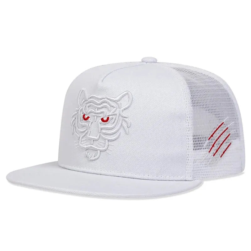 Unisex Tiger Embroidery Hip-hop Net Hats Snapback Caps