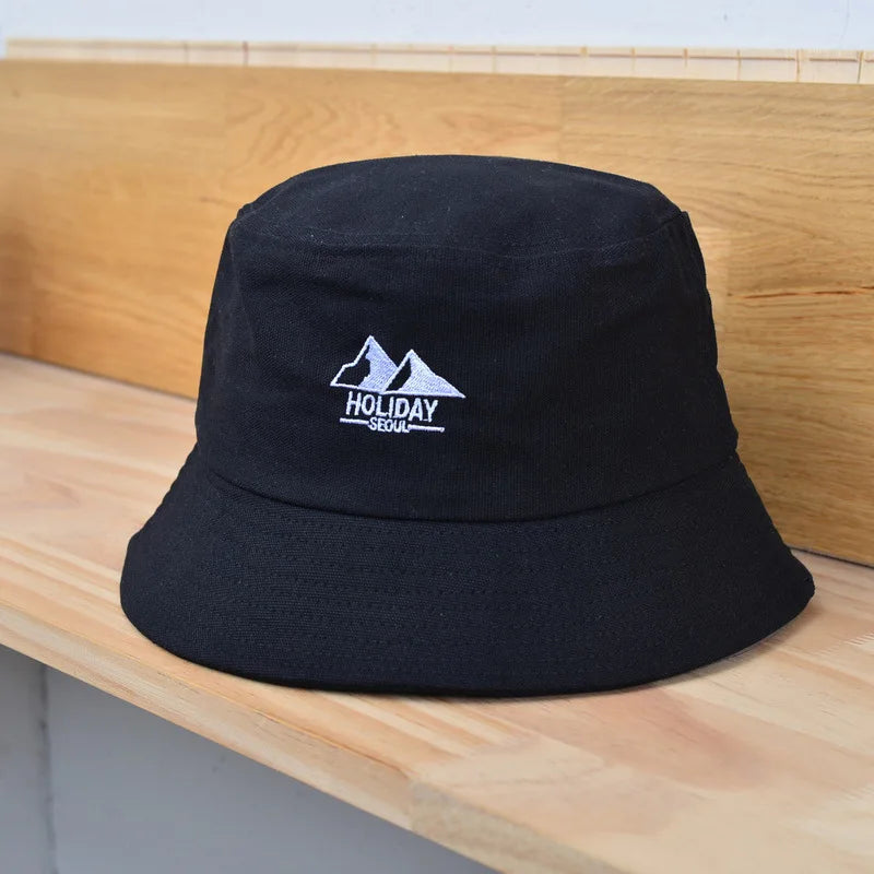 Embroidery Cotton Bucket Hat For Men Women Outdoor Travel