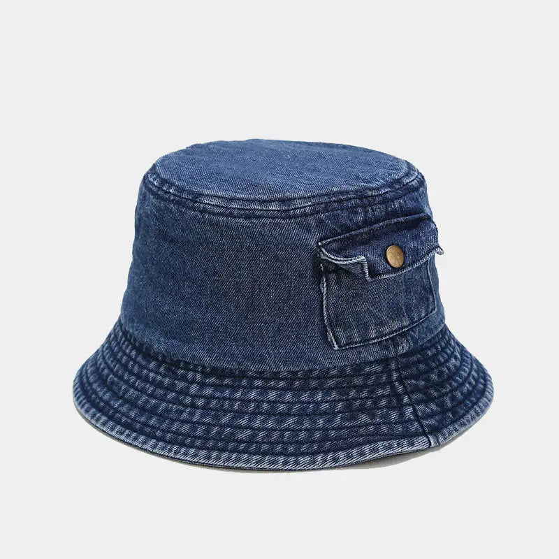Denim Solid Color Bucket Hat